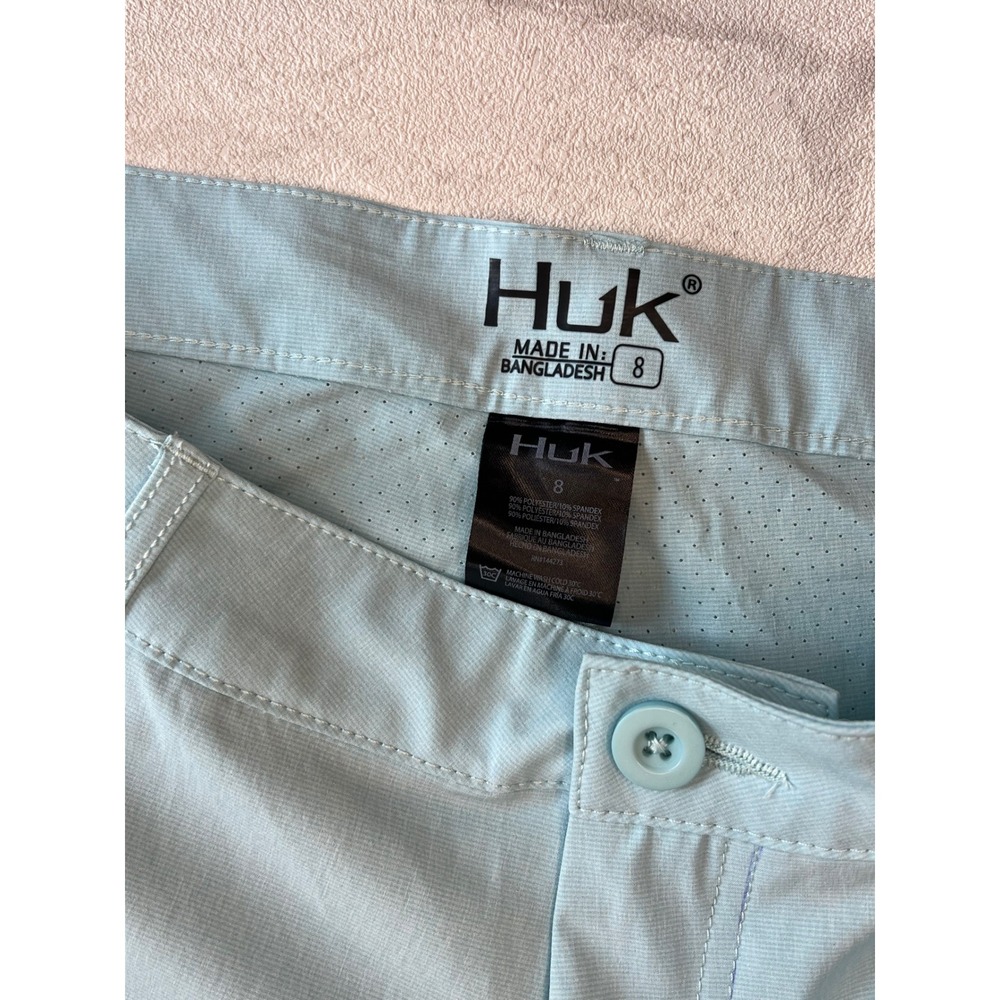 Huk Pursuit Fishing Shorts Womens 8 Blue Aqua Performance Quick Dry gorpcore - Picture 6 of 9